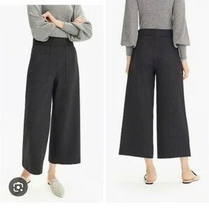 J. Crew 365 Ponte Wide Leg Crop Black Trouser Pants with Patch Pockets - small